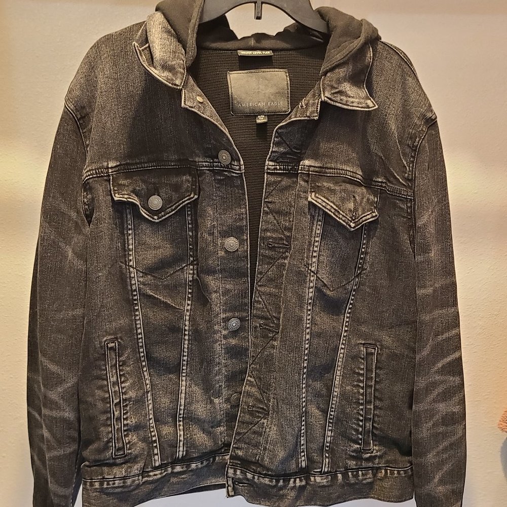 AE Grey Denim Hoodie Sz XL